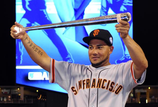 Professional baseball player Melky Cabrera for Yankees awarded the All-Star Game MVP Award